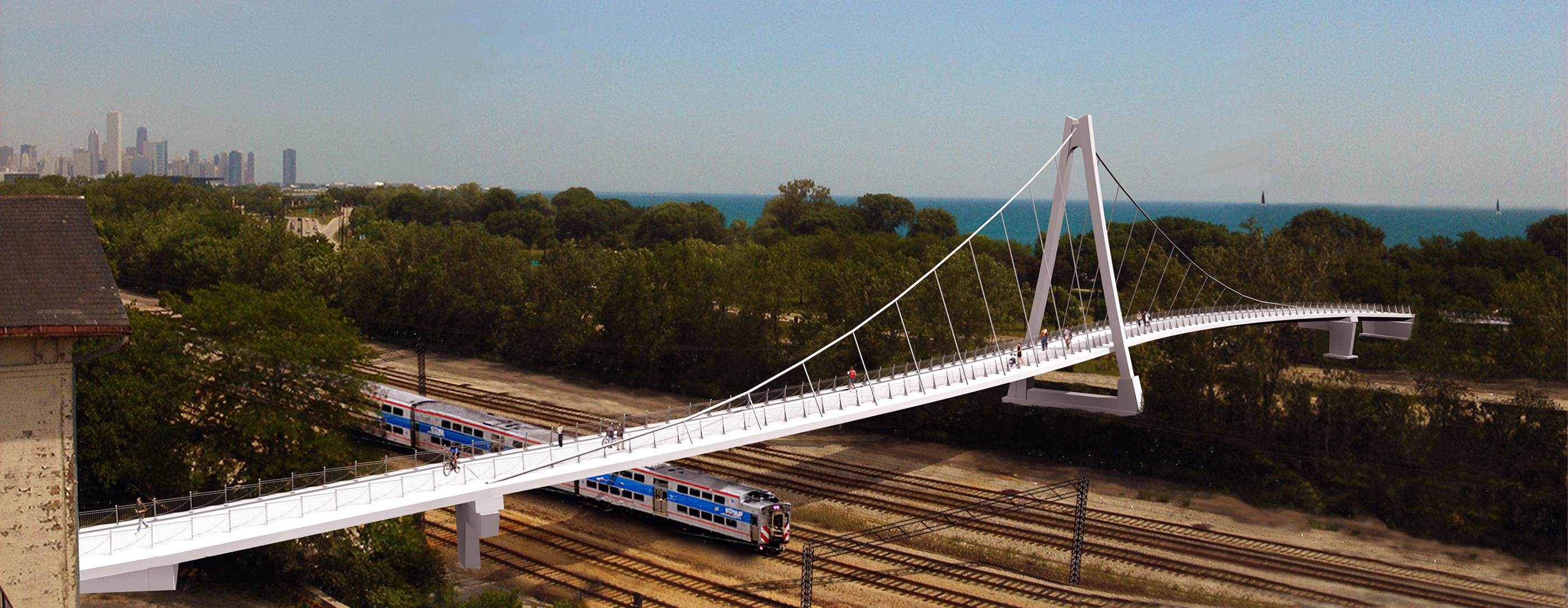 Rendering of new 35th Street Pedestrian Bridge